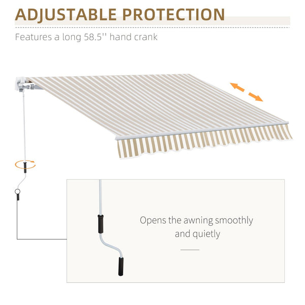 English Elm Outsunny 12' X 10' Manual Retractable Awning – Durable Uv-Resistant Shade For Patios, Decks & Balconies W2225P200941-GIGA