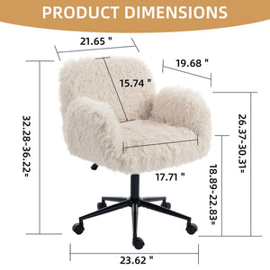 English Elm Criss Cross Swivel Chair Fluffy Lamb Wool Fleece Ergonomic Seat for Home Office W3248P424651