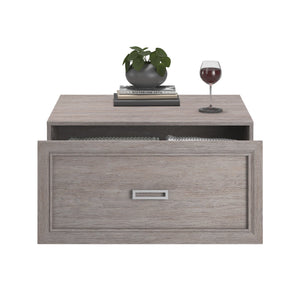 English Elm Coffee Table with Spacious Drawer and Open Shelf, Engineered Wood, Rustic-Modern Farmhouse Charm, Sturdy Design Medium grey B356P354461
