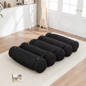 English Elm Adjustable Corduroy Floor Sofa with 5 Modular Cylinders for Custom Lounging and Ultimate Comfort Black W1170P365602