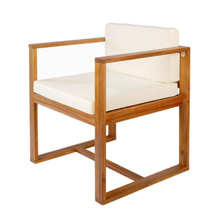 English Elm Christopher Knight Home® - Patio Armchair Set Of 2 - Stylish Acacia Wood Chairs With Beige Cushions For Outdoor Comfort N779P195382B