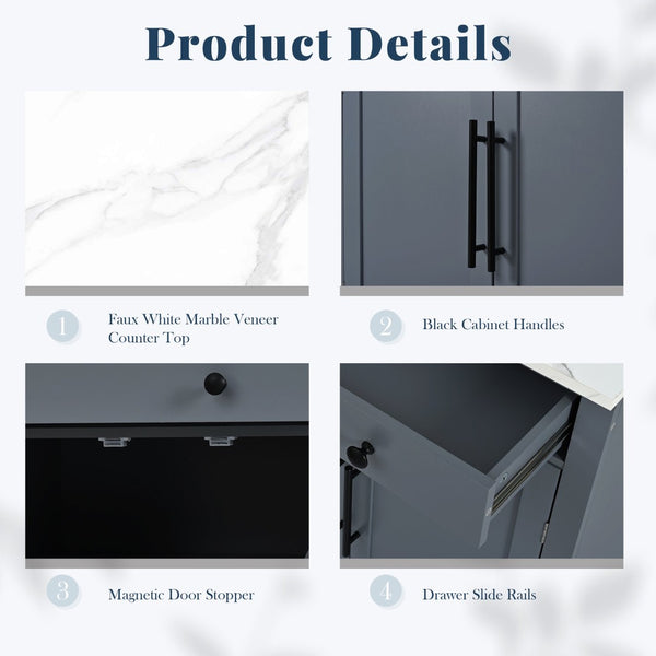 English Elm Topmax Modern Freestanding Kitchen Pantry Cabinet With Smart Storage & Style N717P221574E-GIGA