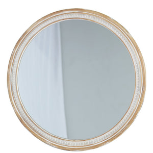 English Elm 30" Solid Wood Round Farmhouse Mirror Rustic Boho Accent for Bathroom or Entryway W2263P446640