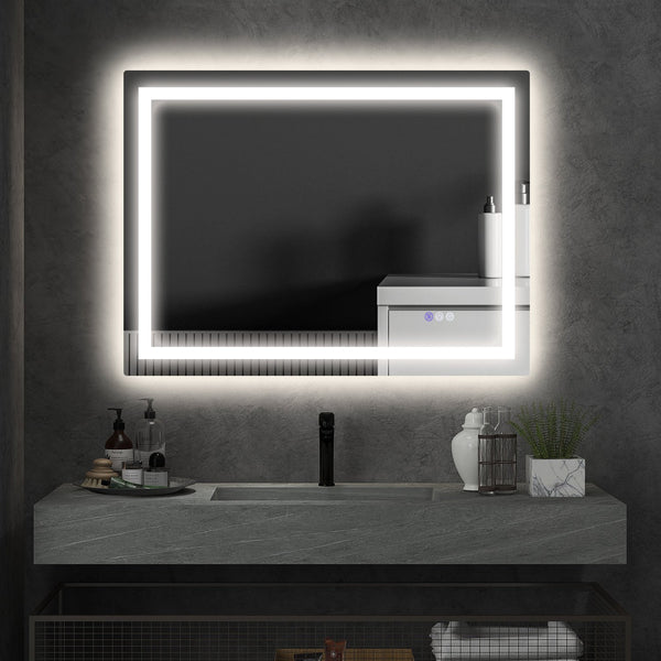English Elm Homcom Led Vanity Mirror With Dual Lighting, Anti-Fog, Dimmable Color Control & Smart Features W2225P229189