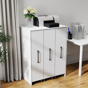 English Elm Bookcase with Pull Out Hidden Shelving Panels on Wheels for Office or Living Room W331P374568
