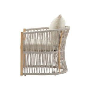 English Elm Christopher Knight Home® - Modern Beige Curved Aluminum Lounge Chair with Rope-Weave, Weatherproof Cushions for Patio Comfort N767P237033B