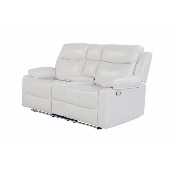 English Elm Blanche Reclining Loveseat with Led Ambient Lighting Speakers and Center Console B201P391843