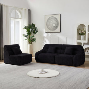 English Elm [video]123.2 Inch Chenille Modular Sectional Sofa Four Seat Cloud Cushion Living Room Black W3505S00061