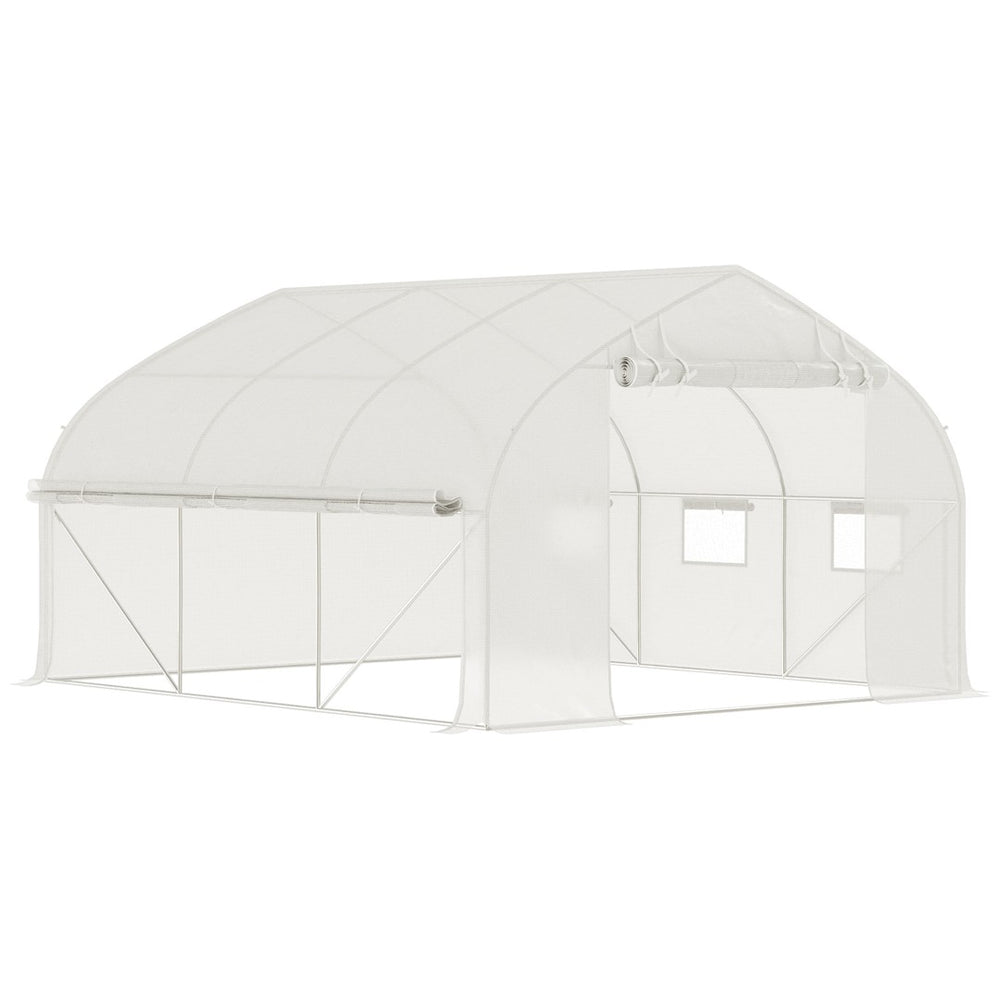 English Elm Outsunny Walk-in Tunnel Greenhouse Steel Frame Pe Cover Ventilated Garden Hot House W2225P217793