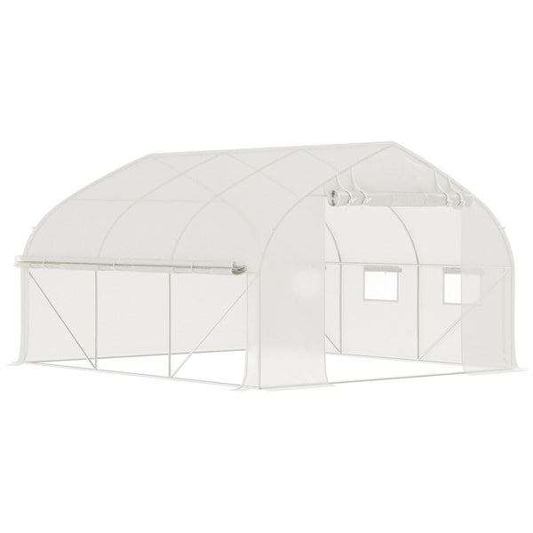 English Elm Outsunny Walk-in Tunnel Greenhouse Steel Frame Pe Cover Ventilated Garden Hot House W2225P217793