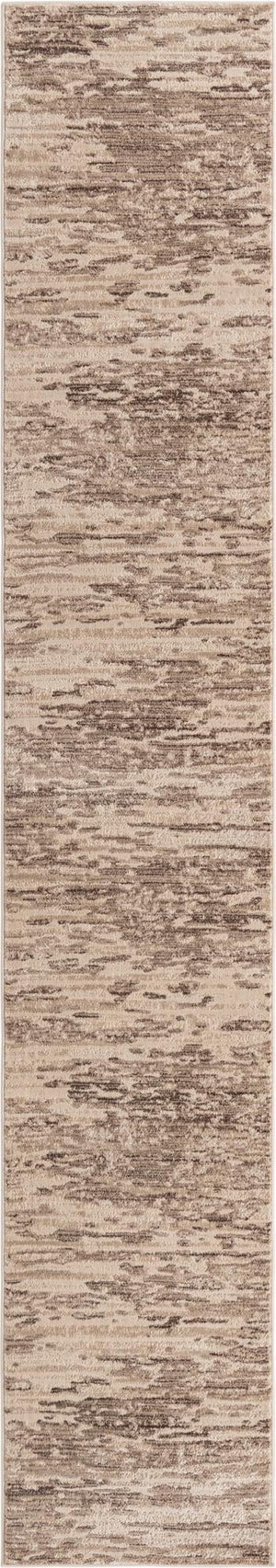 Unique Loom Oasis Water Machine Made Abstract Rug Brown, Beige/Ivory 2' 0" x 12' 0"