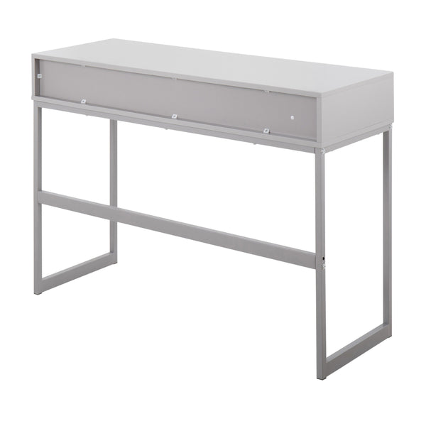 English Elm Franklin Contemporary Console Table with Sleek Geometric Metal Frame, Engineered Wood Top & Drawers Grey B202P223383