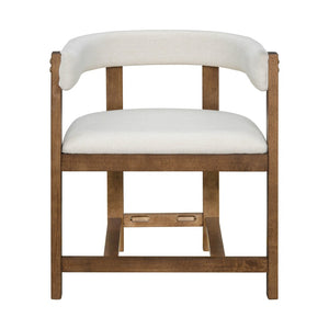 English Elm Dining Arm Chairs Set of 2 Barrel Back Rubberwood Frame with Cushioned Upholstery Beige N771P243844D
