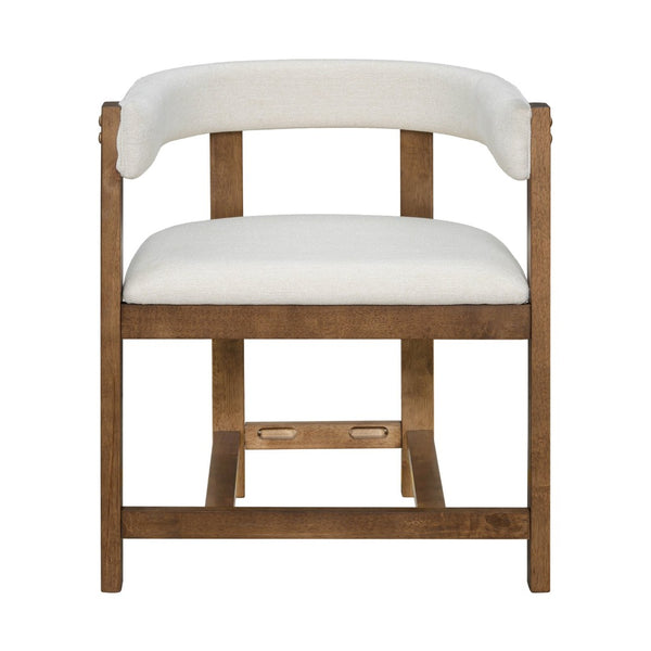 English Elm Dining Arm Chairs Set of 2 Barrel Back Rubberwood Frame with Cushioned Upholstery Beige N771P243844D