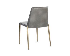 Sunpan Renee Stackable Dining Chair Set of 2 - Modern Minimalist Design with Antique Brass Legs for Urban Spaces Belfast Heather Grey / Bravo Metal