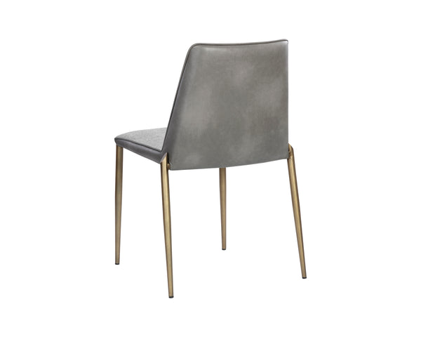 Sunpan Renee Stackable Dining Chair Set of 2 - Modern Minimalist Design with Antique Brass Legs for Urban Spaces Belfast Heather Grey / Bravo Metal