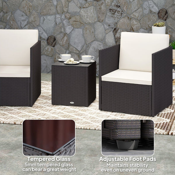 English Elm Outsunny Folding Pe Rattan Bistro Set Tempered Glass Table Cushioned Patio Chairs W2225P485627