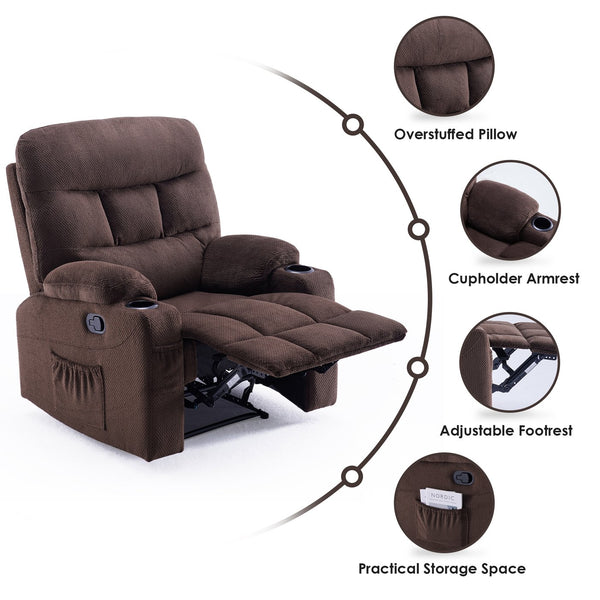English Elm Oversized Recliner chair with ergonomic support, swivel rocker, quick 5-min assembly for adults comfort Chocolate T3623P408729