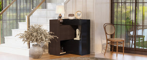 English Elm 32.5''-58.8''W Expandable Rotating Storage Cabinet with Drawer & Flip Doors, Modern Black Walnut Elegance N845P261744D