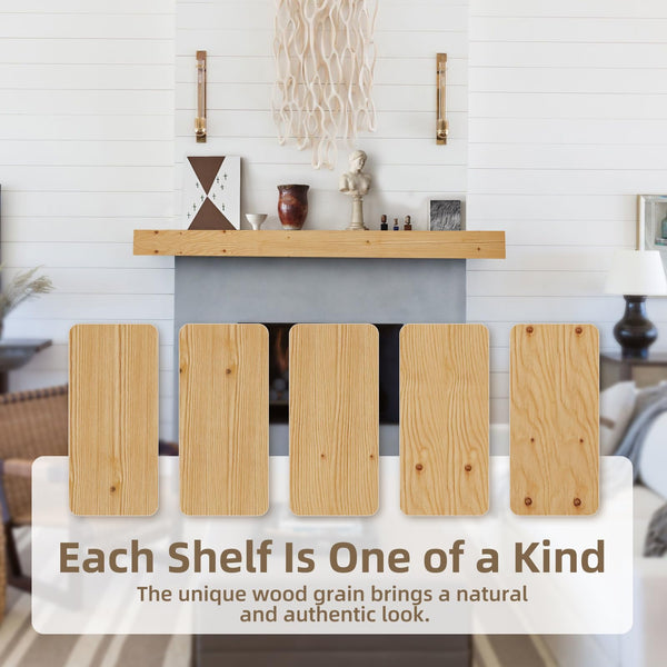 English Elm Fireplace Mantel - 72" Handcrafted Solid Wood Floating Shelf For Rustic Wall Display & Decor T3210P391509