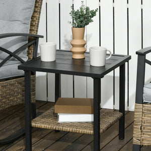 English Elm Outsunny 3-Piece Outdoor Rocking Chair Set With Cushioned Wicker Rockers & 2-Tier Coffee Table, Gray W2225P174019-GIGA