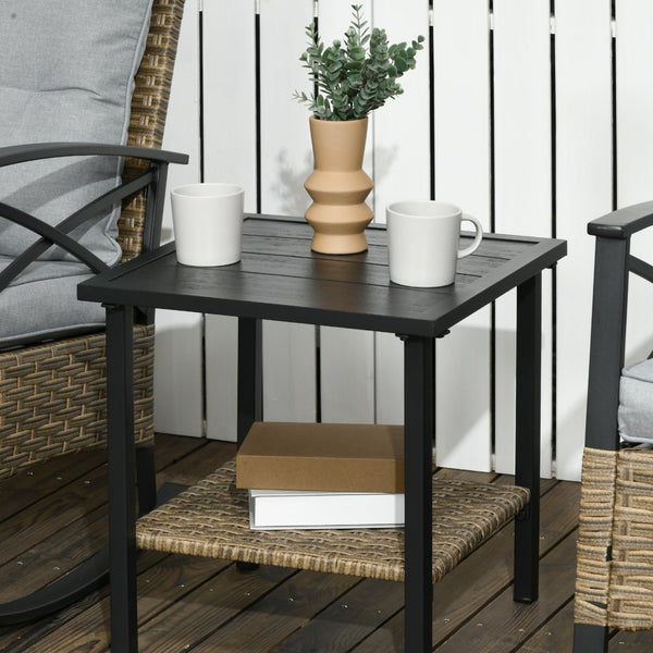 English Elm Outsunny 3-Piece Outdoor Rocking Chair Set With Cushioned Wicker Rockers & 2-Tier Coffee Table, Gray W2225P174019-GIGA