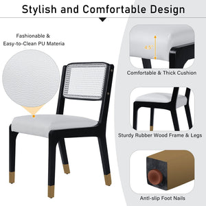 English Elm Wood Dining Chairs Set Of 2 - Modern Farmhouse Design With Plush Beige Linen And Sturdy Frame N842P300886D-GIGA