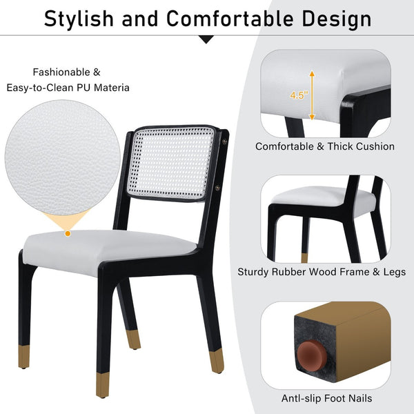 English Elm Wood Dining Chairs Set Of 2 - Modern Farmhouse Design With Plush Beige Linen And Sturdy Frame N842P300886D-GIGA