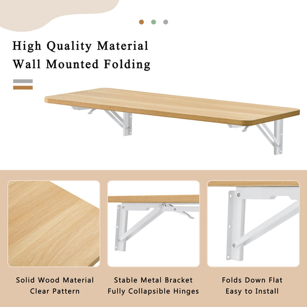 English Elm Laundry Wall Mounted Folding Table – Space-Saving Design, Perfect For Home Office, Kitchen & More! W3226P278937
