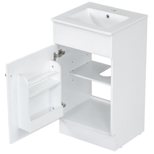 English Elm [video] Compact Sage Green Bathroom Vanity with Ceramic Sink Soft Close Cabinet White N759P237932K
