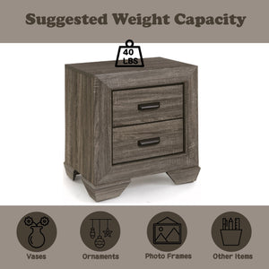 English Elm Lyndon Weathered Gray Grain Nightstand with 2 Drawers, Shaker Legs, Durable MDF & 3D Veneer Finish B2726P261250