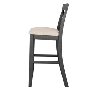 English Elm TOPMAX Farmhouse 48" Rectangular Wood Bar Height Dining Set with 2 Cushioned Chairs Space-Saving Appeal Gray N717P195018E