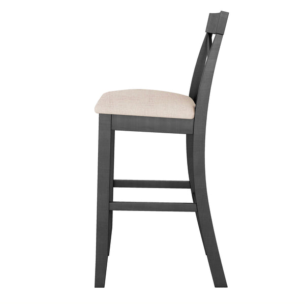 English Elm TOPMAX Farmhouse 48" Rectangular Wood Bar Height Dining Set with 2 Cushioned Chairs Space-Saving Appeal Gray N717P195018E