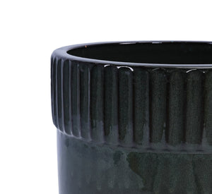 English Elm 3 Pieces Ceramic Flowerpot Set – Handcrafted Antique Black Planters For Indoor & Outdoor Use W3273P321472