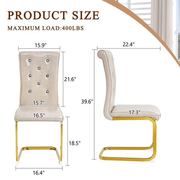 English Elm Set of 2 Glam Faux Alligator Pvc Dining Chairs with Crystal Buckle Bow Legs Beige W3875P371042