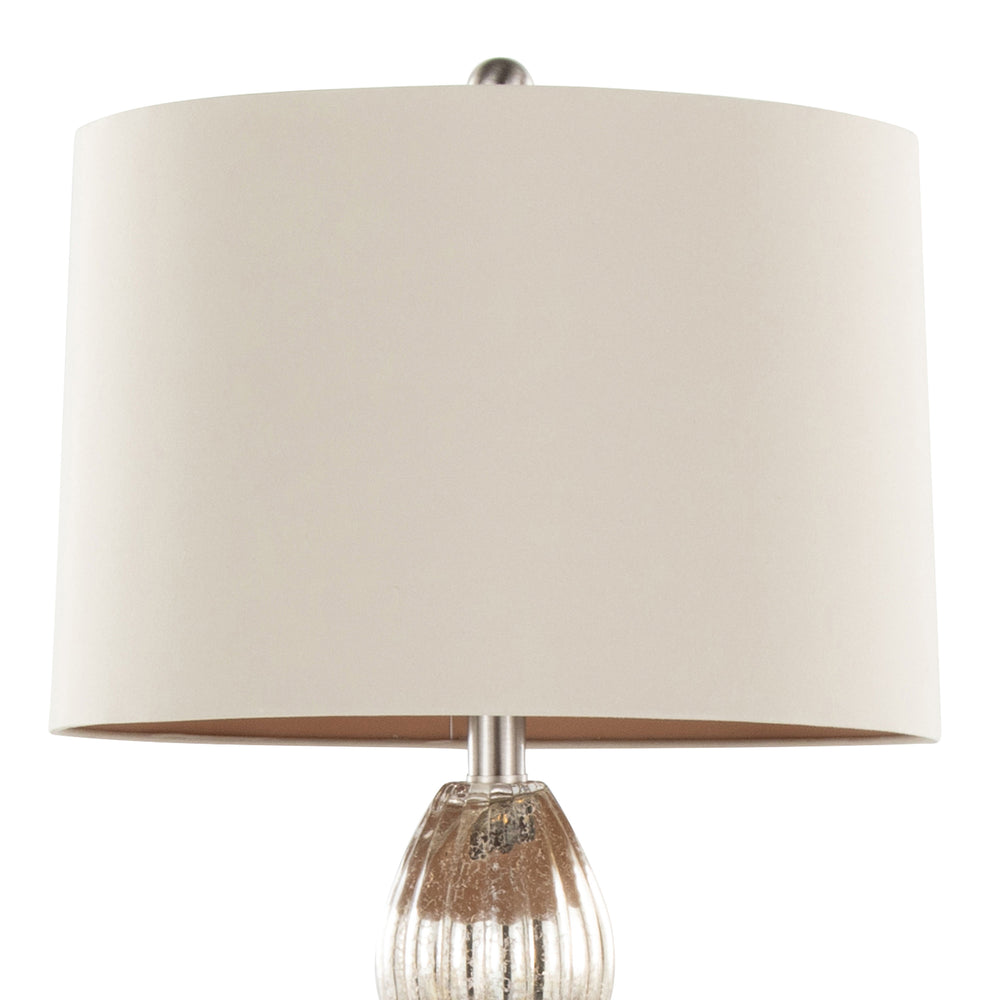 English Elm Spade 30" Contemporary Mercury Glass Table Lamp Set of 2 with Brushed Nickel Accents & Linen Shade B202P224041