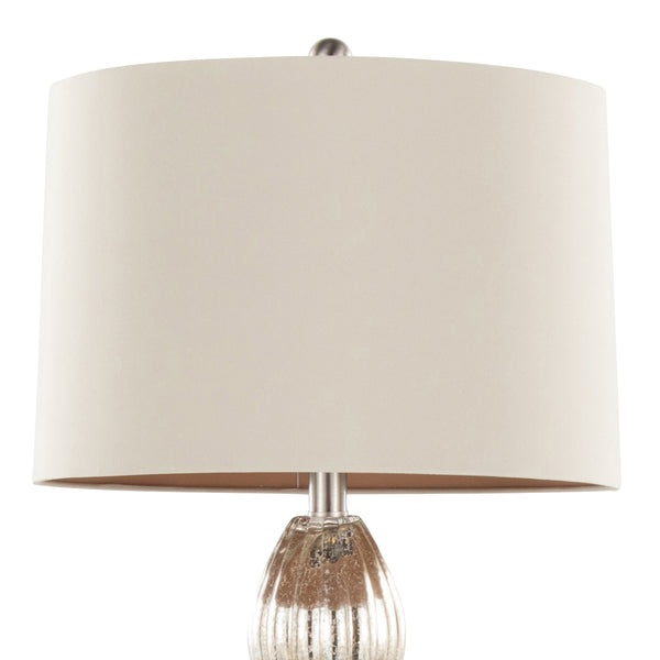 English Elm Spade 30" Contemporary Mercury Glass Table Lamp Set of 2 with Brushed Nickel Accents & Linen Shade B202P224041