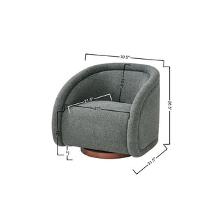 English Elm Sabbo Bouclé Swivel Accent Chair Walnut Wood Base Cozy Reading Nook Seating Green,Walnut N767P388923G