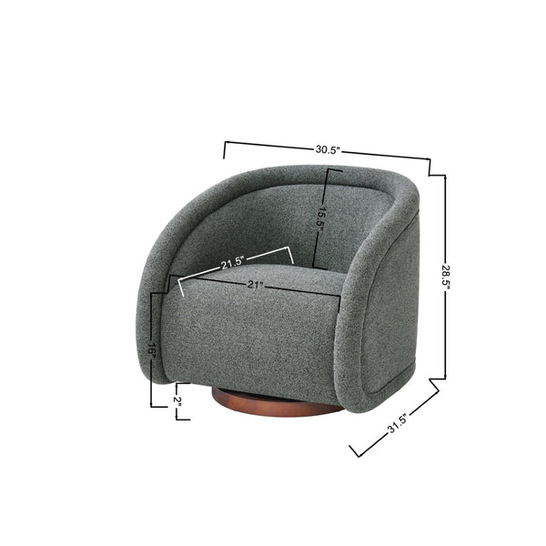 English Elm Sabbo Bouclé Swivel Accent Chair Walnut Wood Base Cozy Reading Nook Seating Green,Walnut N767P388923G
