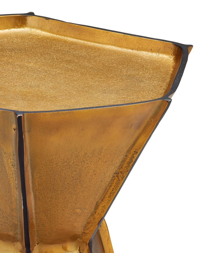 Currey & Company Merola Gold Accent Table - Unique Asymmetrical Design With Antique Brass Finish For Modern Elegance Brass Cast Aluminum 4000-0230-currey-company