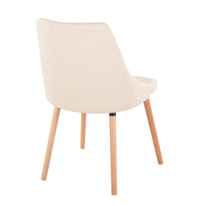 English Elm Giovanni Cream Faux Leather Dining Accent Chairs - Button Tufted Back, Tapered Wood Legs, Set of 2 B202P223575