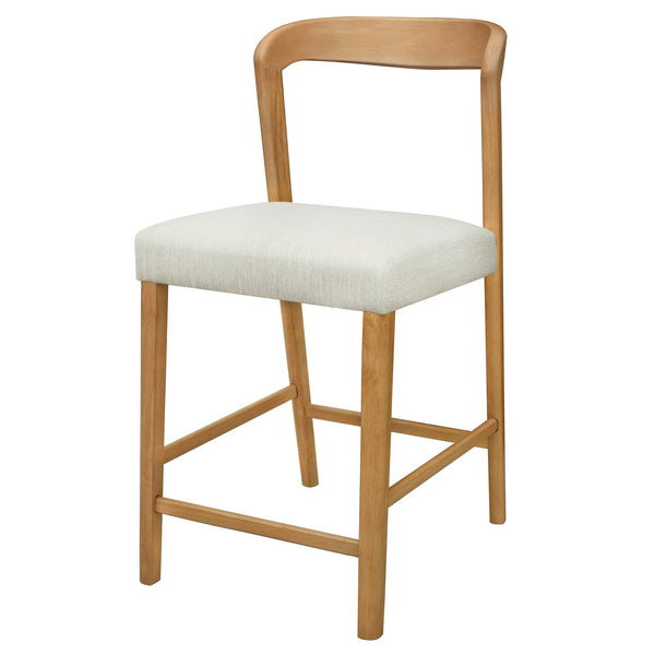 English Elm Christopher Knight Home® - Solid Rubber Wood Counter Stools Set Of 2 - Natural Oak & Beige Upholstery For Modern Comfort N771P292086Q