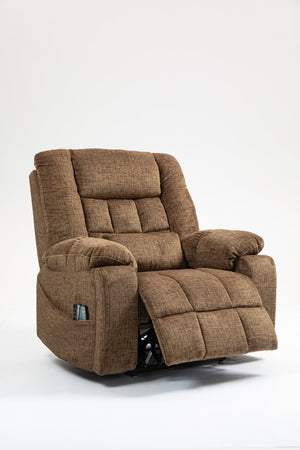 English Elm Power Lift Recliner modern velvet lift chair with remote, tufted wingback, ergonomic support, 350 lb capacity Brown W547S00066