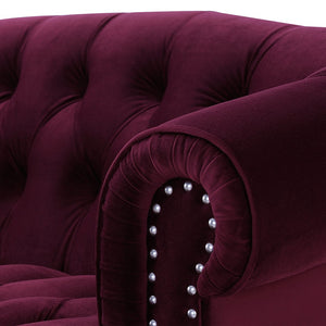 English Elm Jennifer Taylor Home - La Victorian Chesterfield Loveseat in Luxurious Velvet with Nailhead Trim, Solid Hardwood Frame, 70" Burgundy B2719P238184
