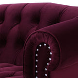 English Elm La Rosa Victorian Chesterfield Loveseat, Burgundy Velvet