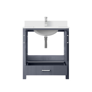 English Elm Dark Grey Bath Vanity With Cultured Marble Top & Faucet Set - Modern Design For Stylish Storage Solutions B2731P259002