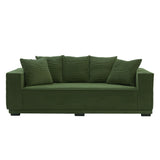 English Elm 88.97'' Mid Century Modern Upholstered Sofa With 5 Matching Toss Pillows, Including Bottom Frame,Comfy Couches For Living Room, Bedroom, Apartment and Office.Green.