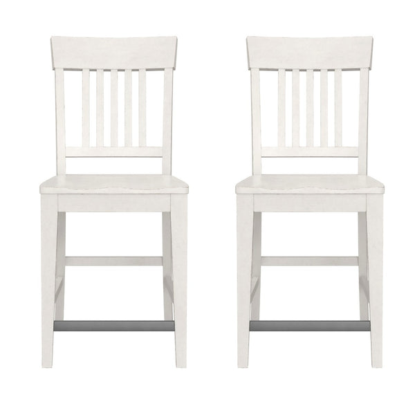 English Elm Wallace & Bay - White Slat Back Counter Stools Set Of 2 - Rustic Solid Wood, Easy-Care, Farmhouse Style For Kitchen B2709P212377-GIGA