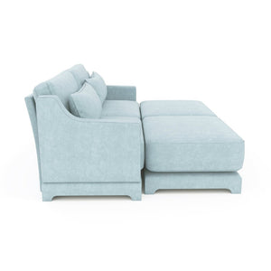 English Elm Two Seater Chenille Sofa with Ottoman Ergonomic Tufted Loveseat for Modern Living Rooms W714S01205