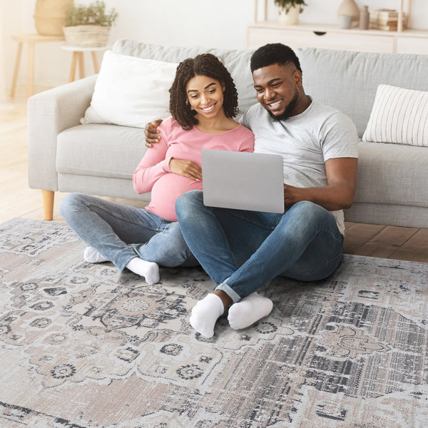 English Elm Loom Elegant Medallion Area Rug 2X3 Cream/Beige - Non-Shedding, Stain Resistant, Stylish For Any Space B335P289520